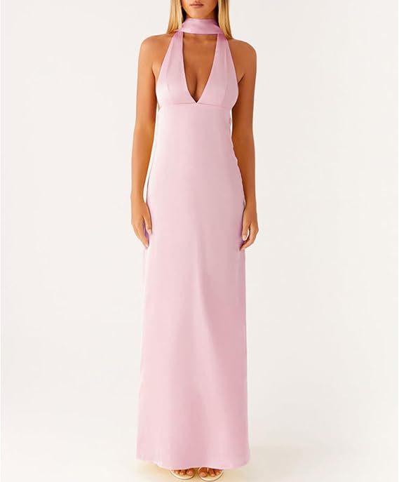 Women's Dress Deep Collar Backless Tight Formal Dresses
