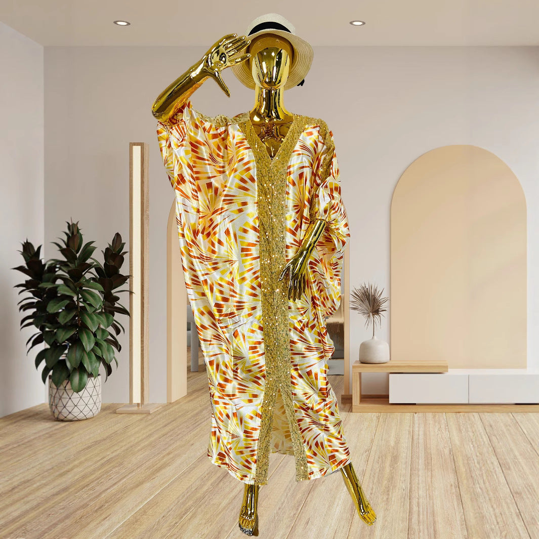 Stitching Printing Robe African Loose Print Dresses