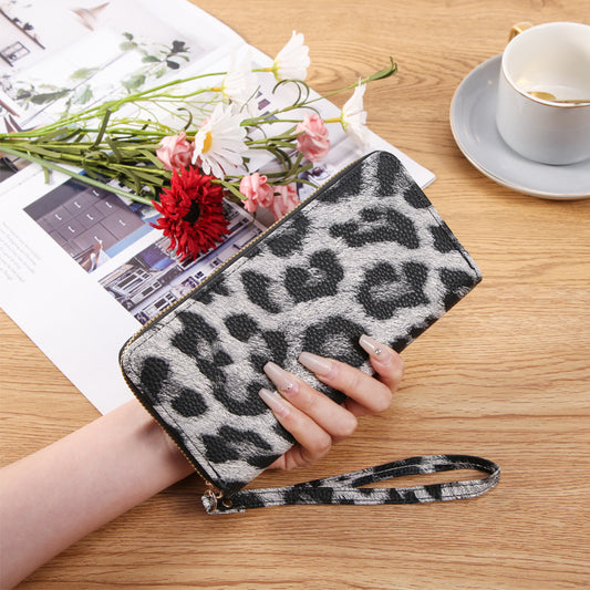Women's Leopard Print Vintage Long Wrist Fashion Bags
