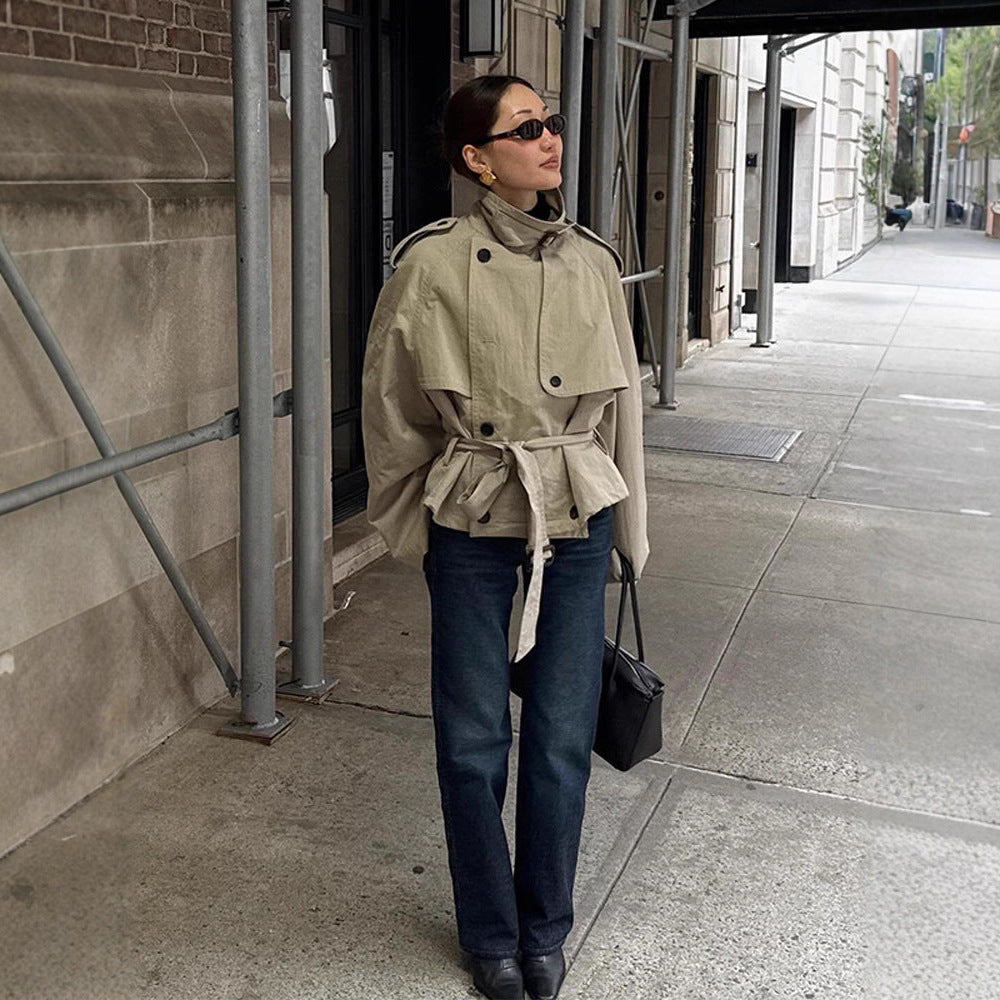 Female British Style Autumn Solid Color Coats