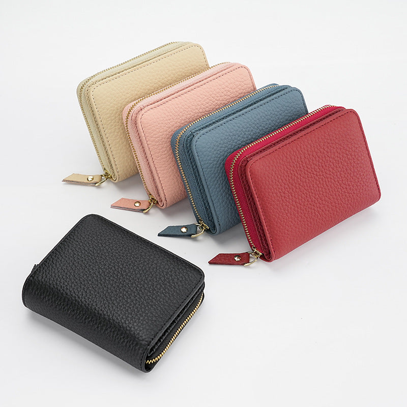 Women's Fashion Solid Color First Layer Cowhide Ladies Wallets