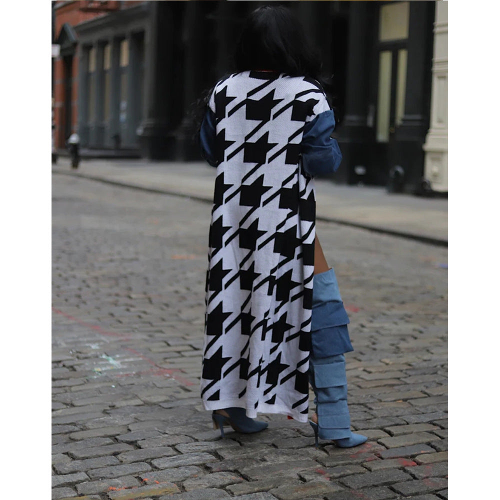 Patchwork Double Thick Pattern Fashion Casual Knitwear