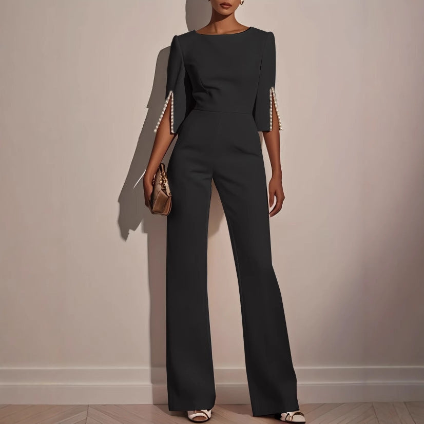 Women's Summer Fashion Bead Decorative Elegant Slim Clothing