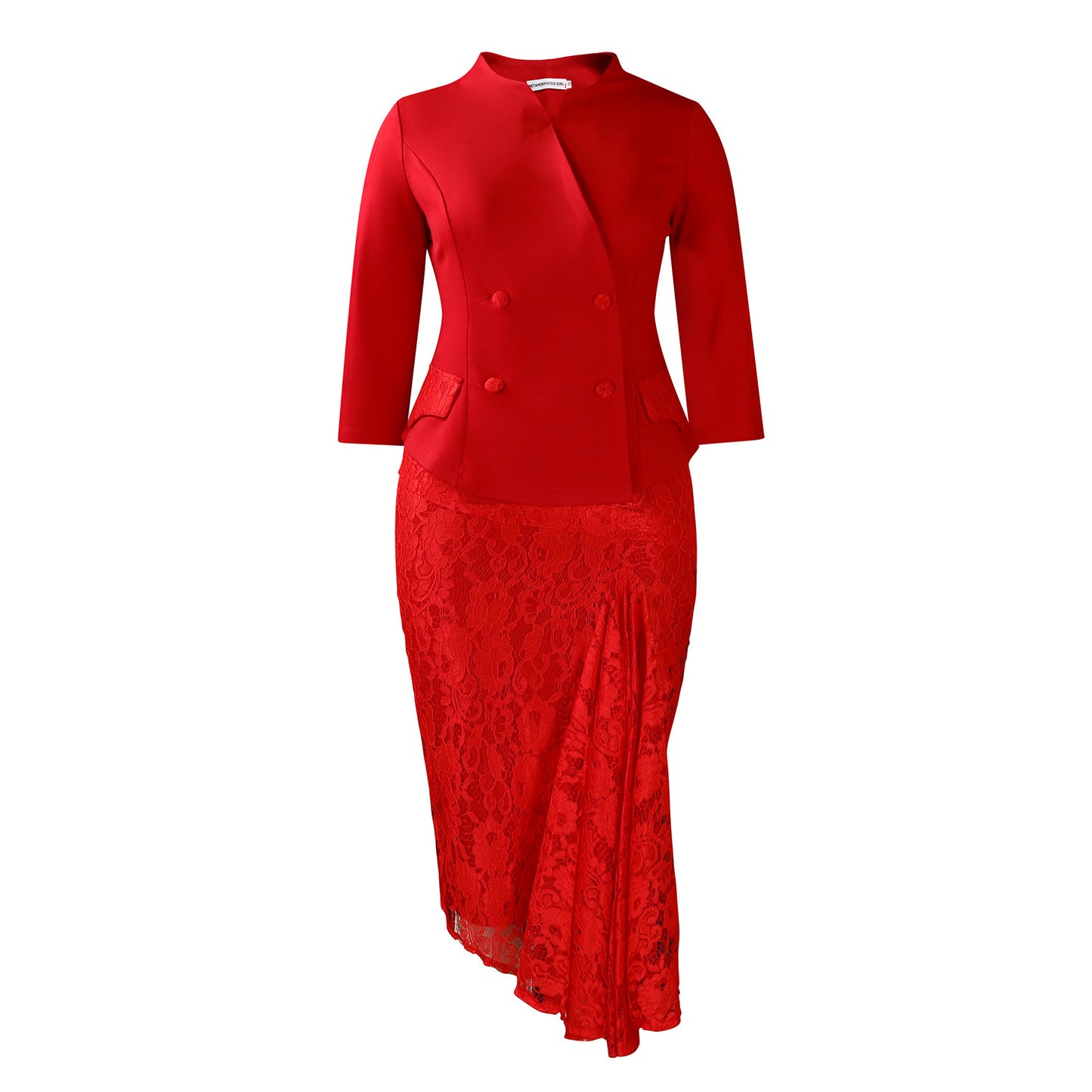Women's Elegant Ol Long Sleeve Lace Package Hip Two-piece Suits