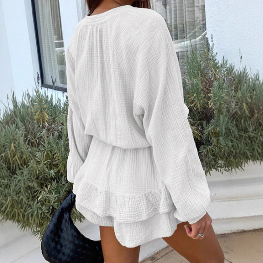 Women's Lantern Sleeve High Waist Ralph Large Dress
