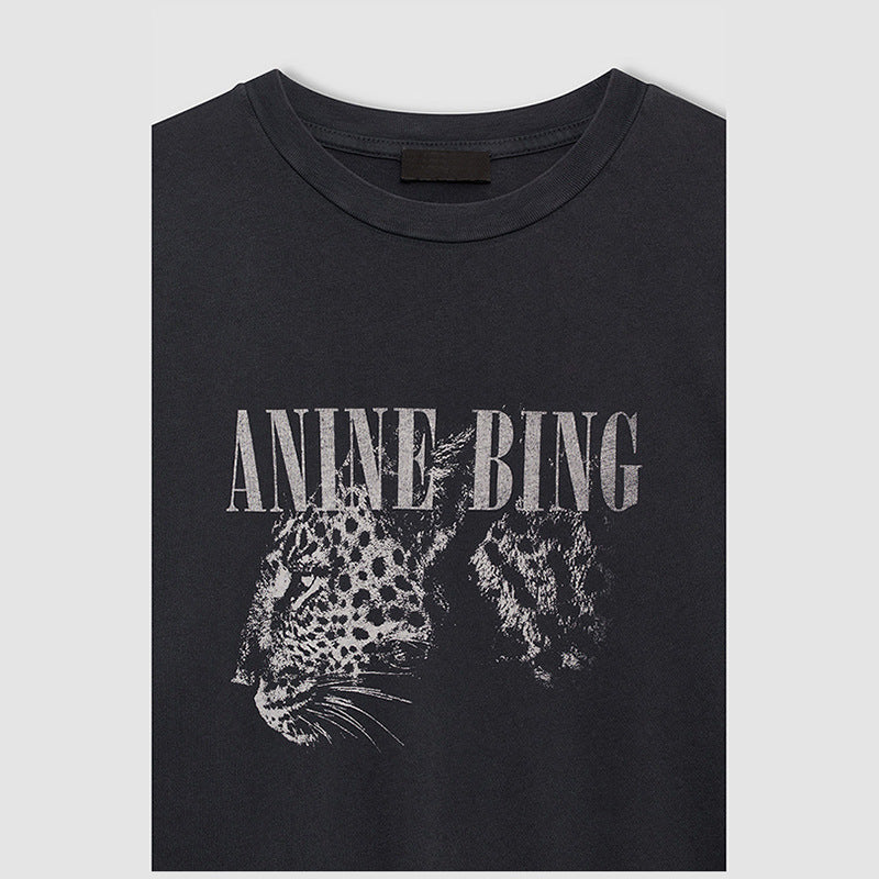Women's Niche Letter Leopard Head Printing Wash Blouses
