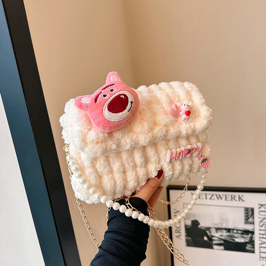 Bear Hand-woven Material Wool Homemade Cute Gift Crossbody Bags