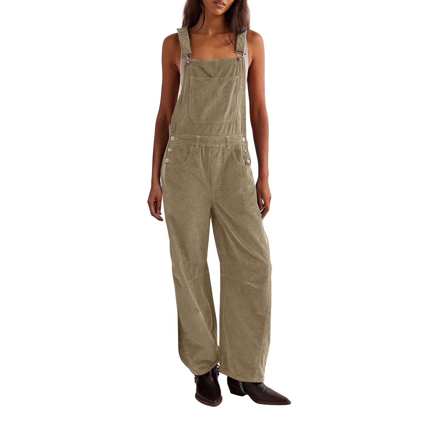 Women's Slouchy Corduroy Overalls Fashion Loose-fitting Jumpsuits