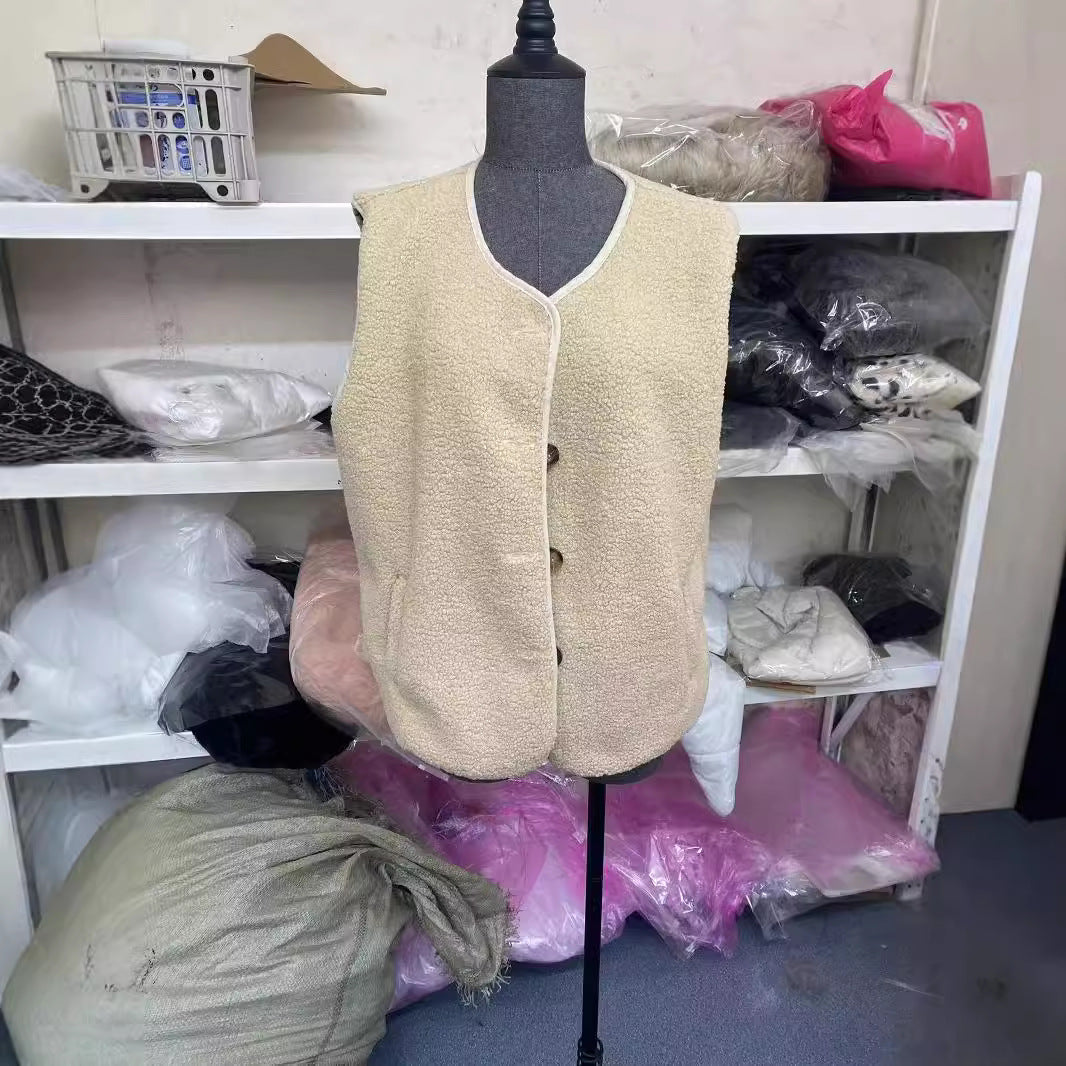 Lamb Wool Korean Versatile Outerwear Sleeveless Women's Vest