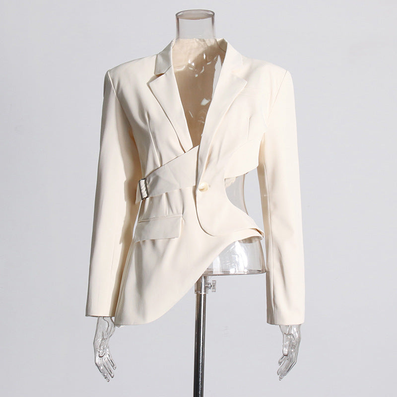 Women's Minority Style Autumn Asymmetric Midriff Slim Fit Business Coats