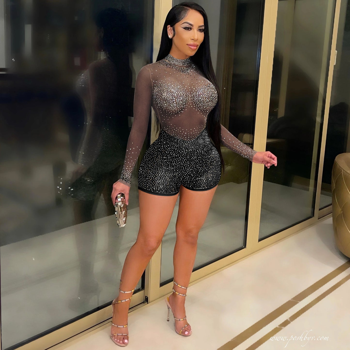 Round Neck Long Sleeve Nightclub Party Pants