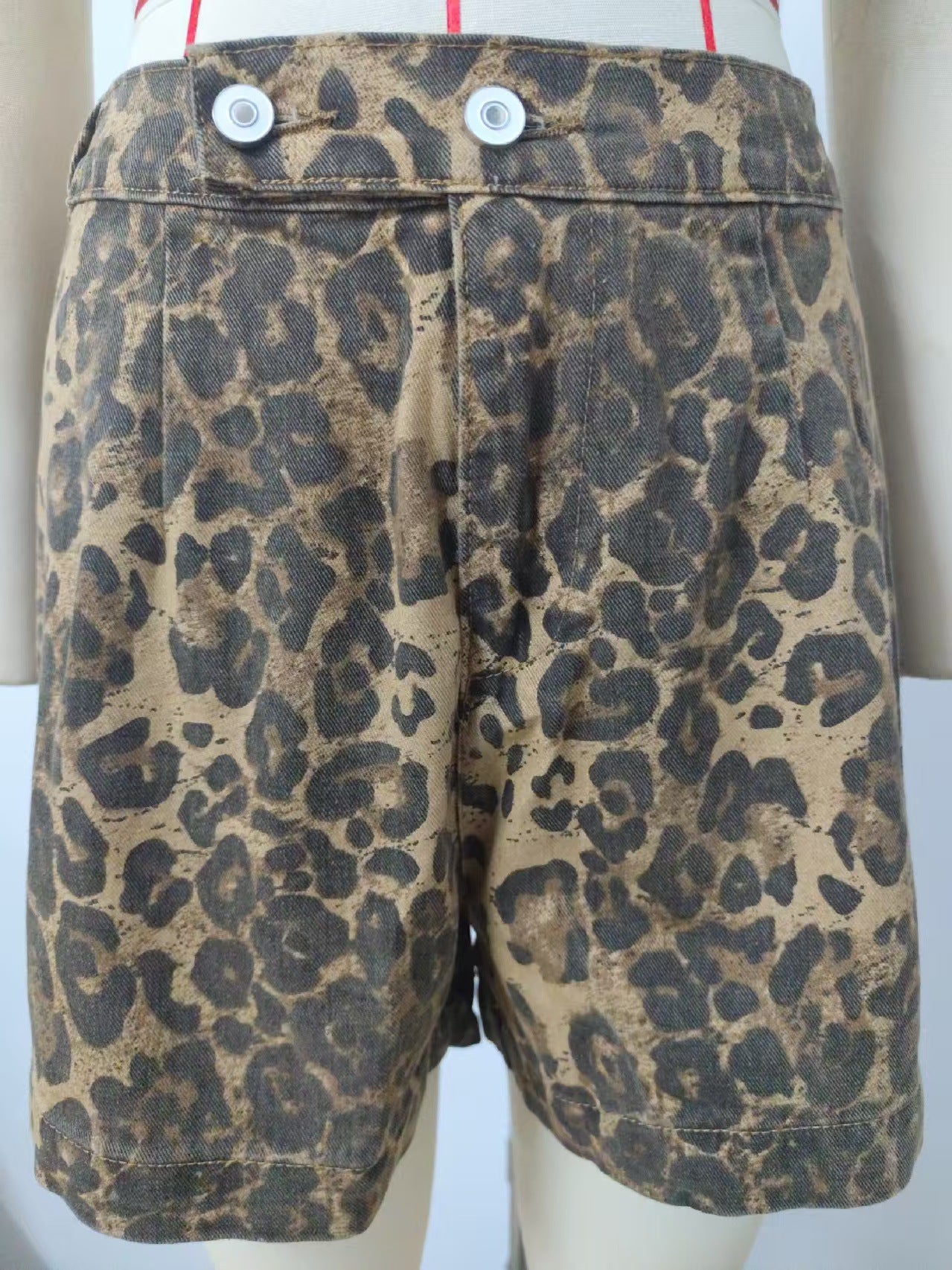 Women's Washed Hot Leopard Print Denim Suits