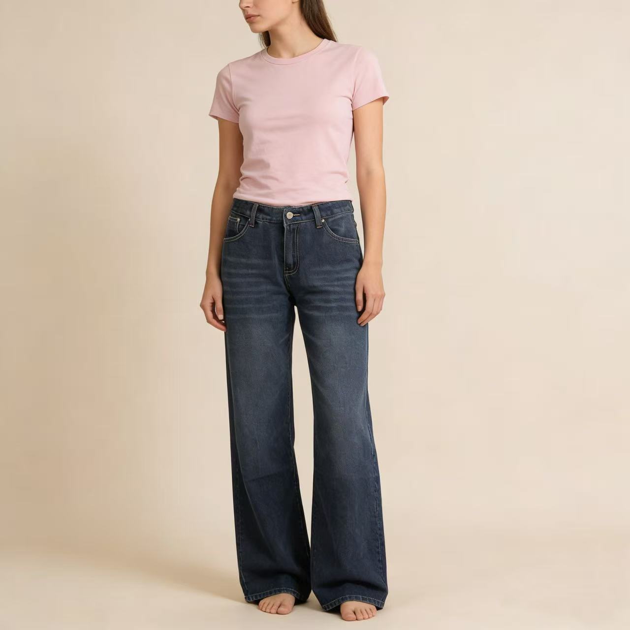 Women's Leg Hot Loose Street Low Waist Retro Jeans