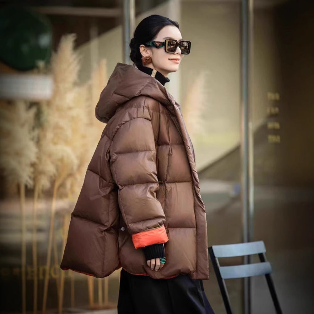 Women's Down Mid-length Padded Loose Casual Hooded Jackets