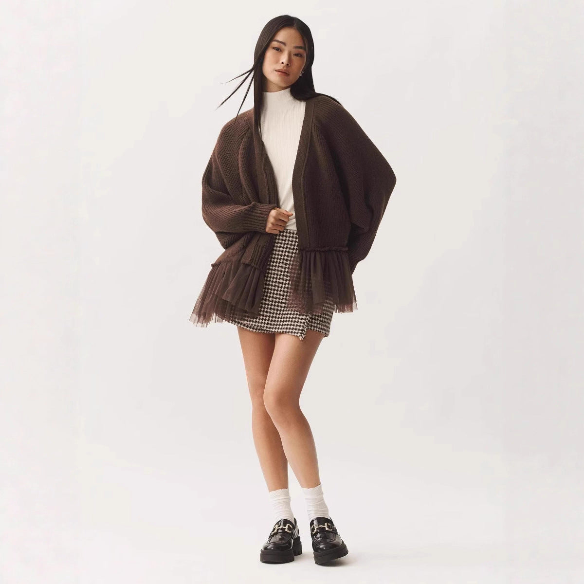 Women's Ruffled Gauze Knitting Long Sleeve Sweaters