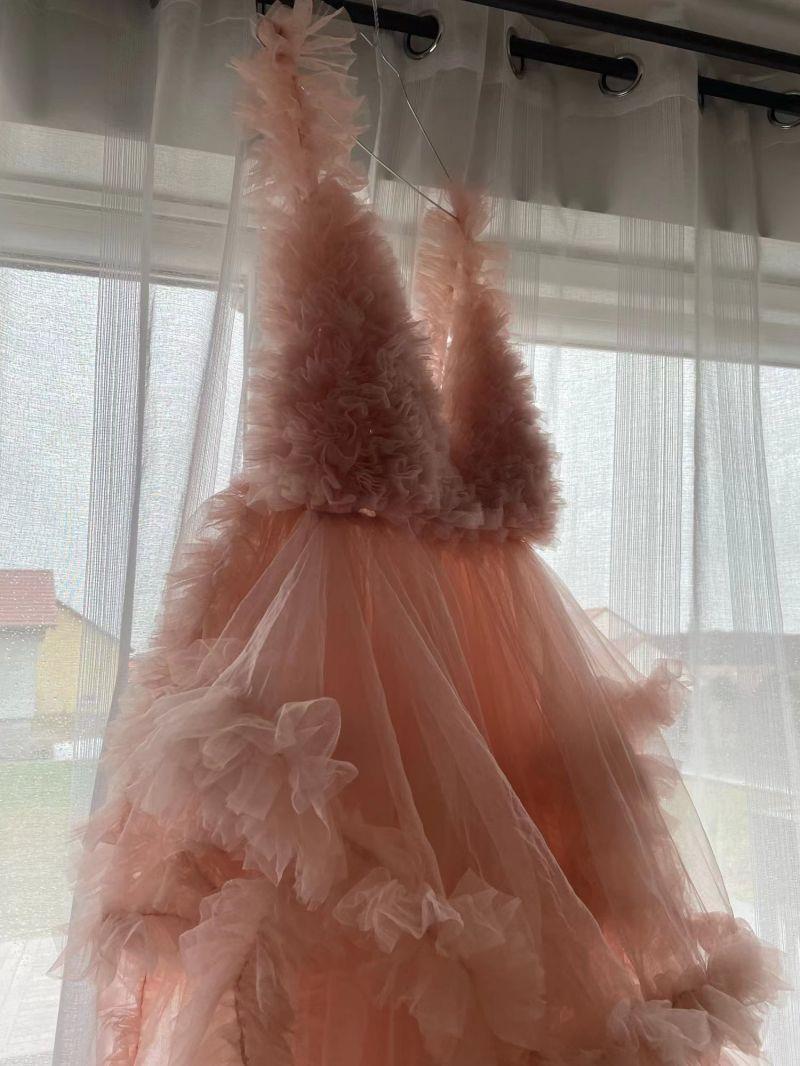 Women's Wide Hem Bubble Mesh Dress Long Dresses