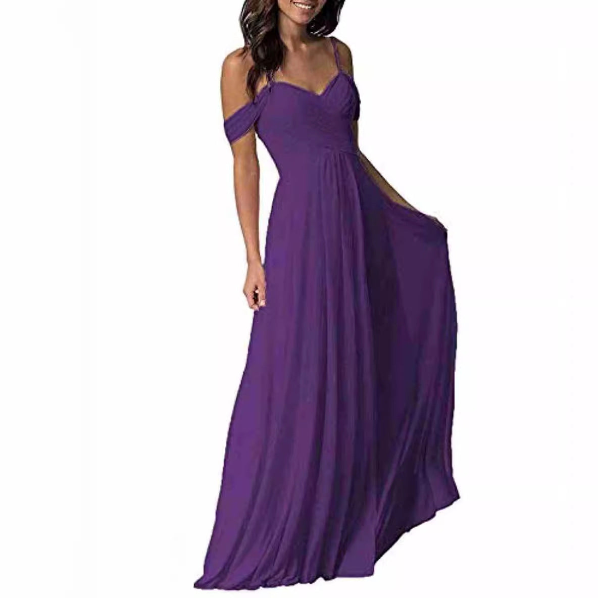 Women's Ruffled Bridesmaid Dress Long Gown Formal Wedding Dresses