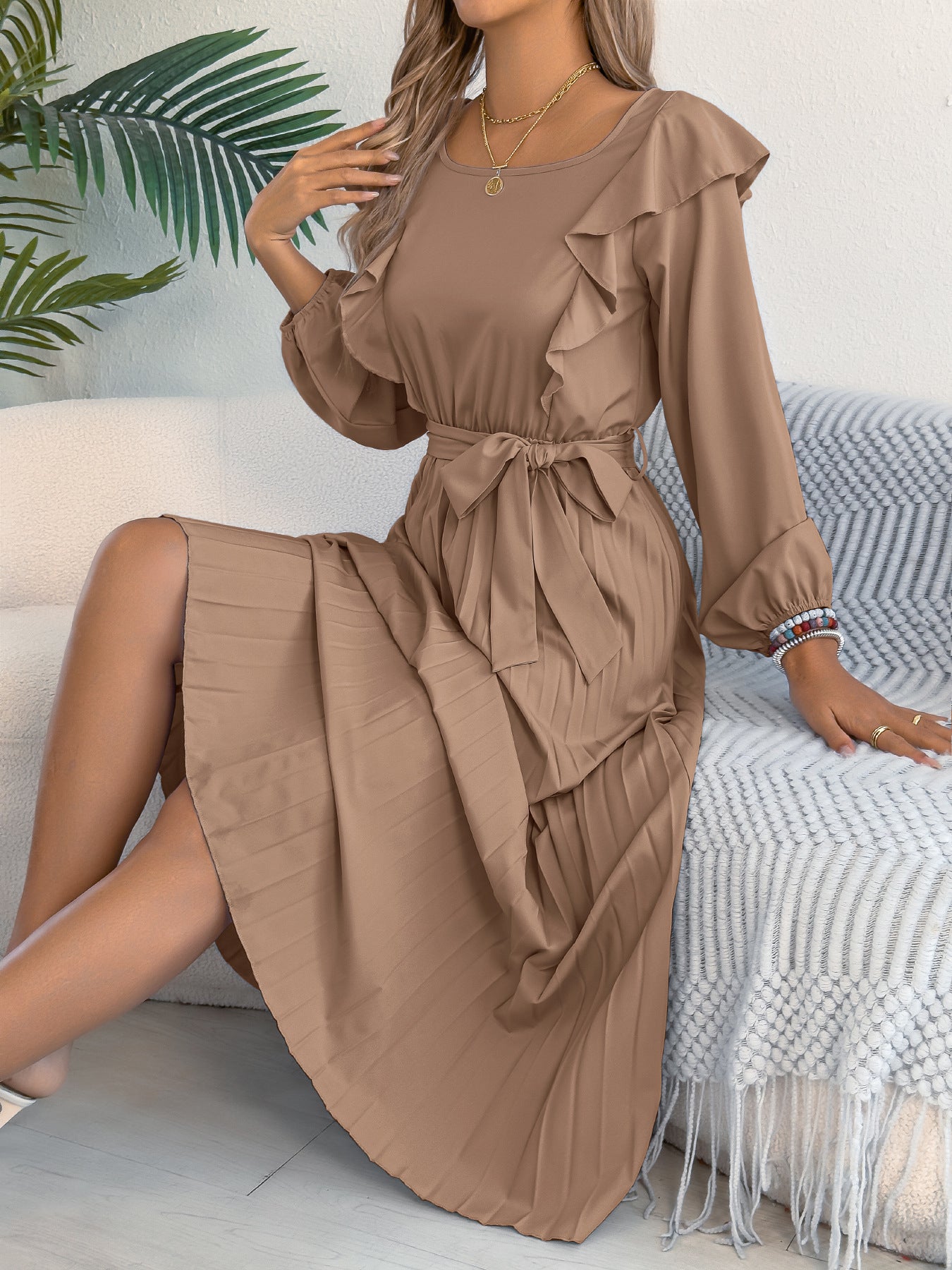 Women's Elegant Ruffles Square Collar Long Sleeve Clothing