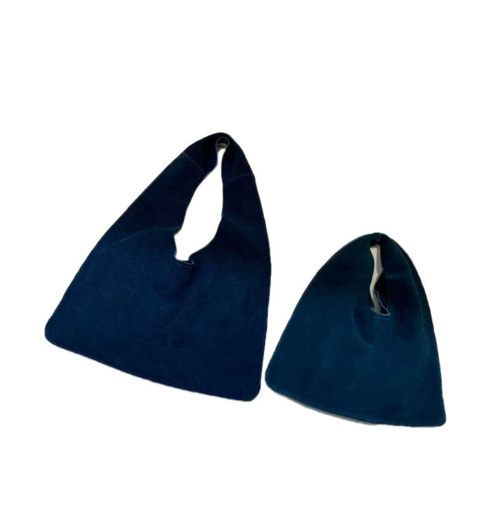 Women's Cowhide Triangle Suede Leather Cloud Underarm Handbags