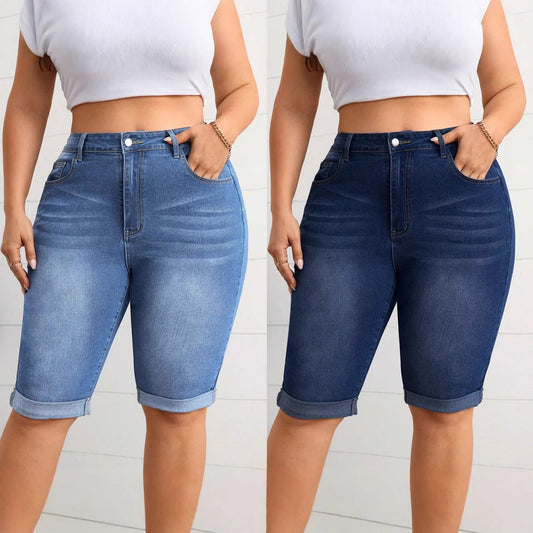 Washed Blue Stretch Denim Figure Flattering Women's Jeans