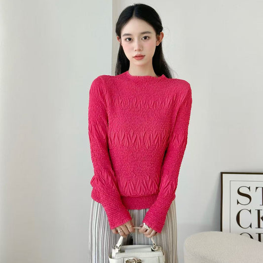 Autumn Round Neck Bottoming Shirt Temperament Western Blouses
