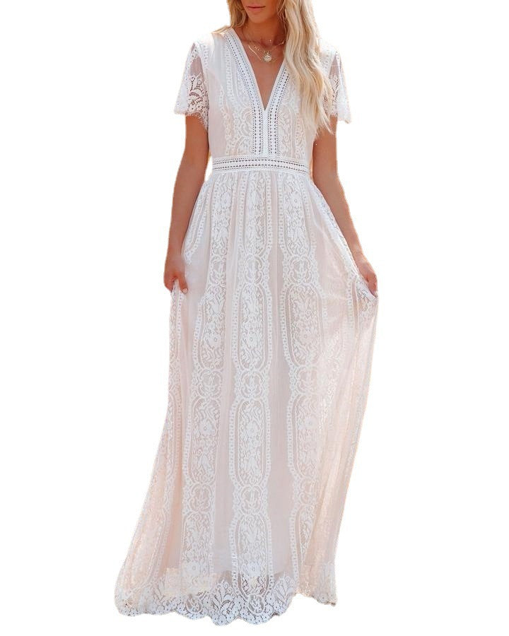 Autumn Tulle Dress Deep V Pullover Dresses