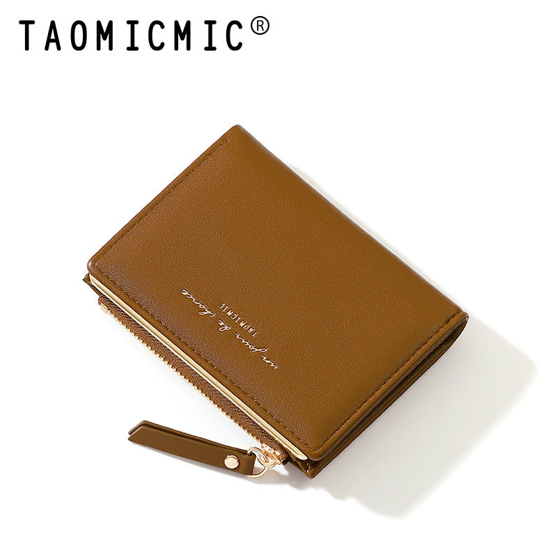 Women's Short Simple Two-fold Zipper Folding Change Ladies Wallets