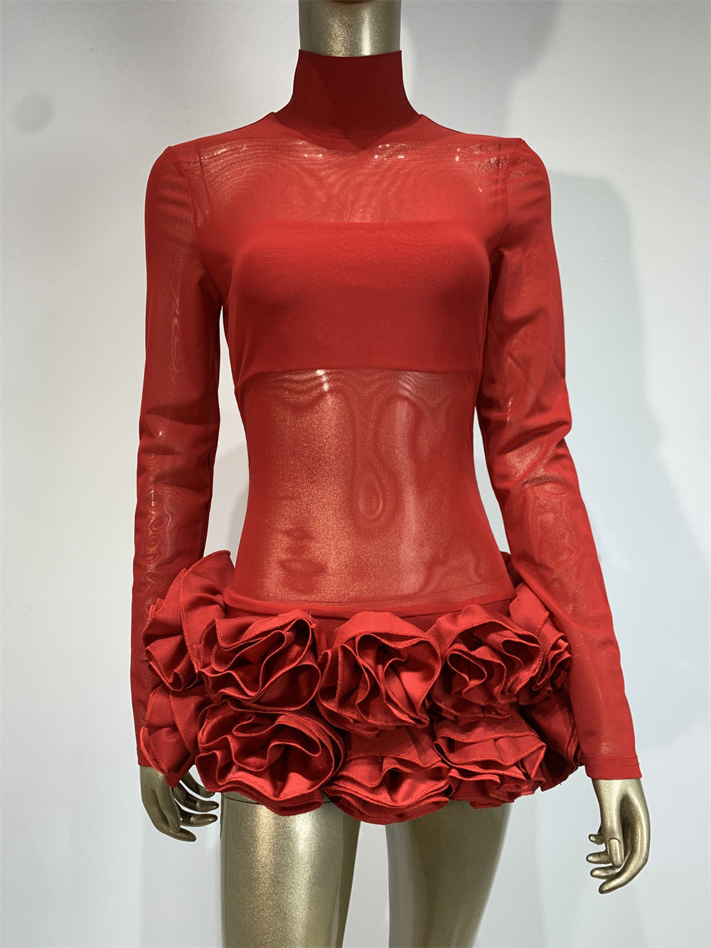 Sexy Dress Hot Mesh Tight Flower Dresses