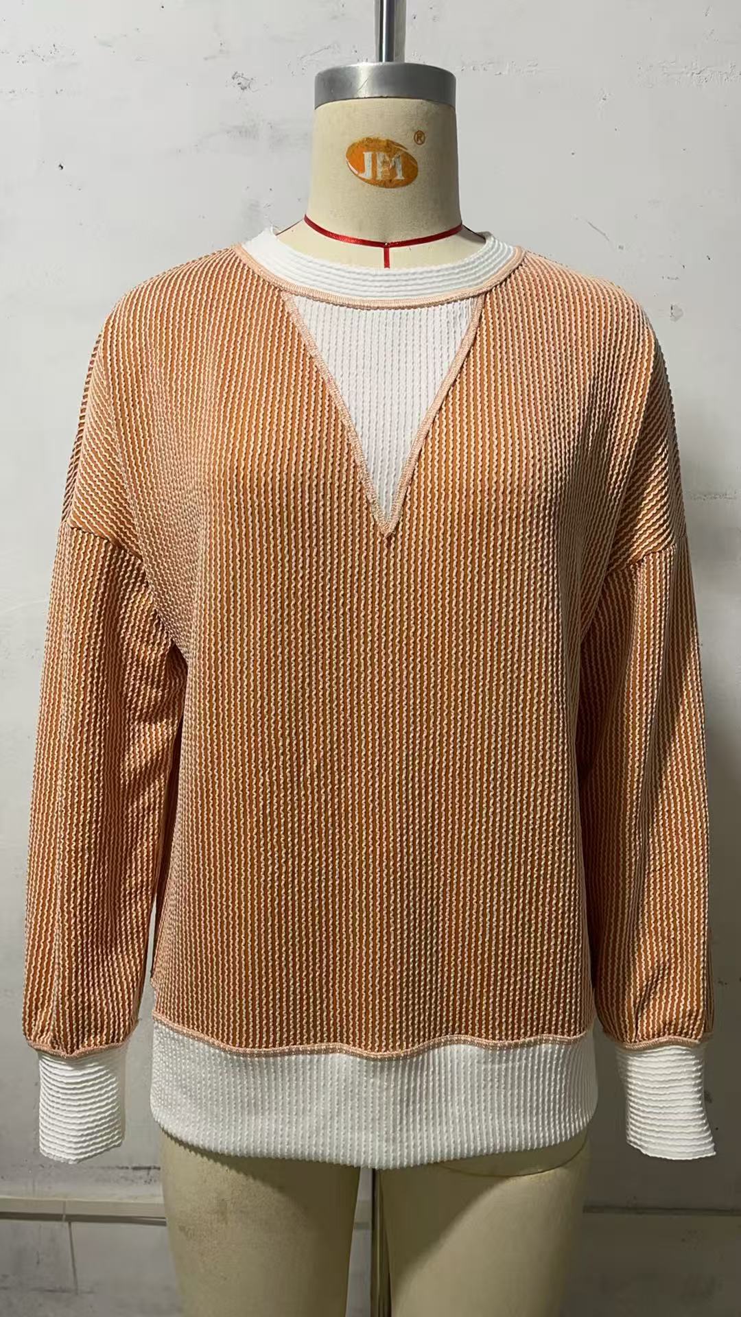 Women's Casual Loose Color Matching Round Neck Long Women's Sweater, Sweater