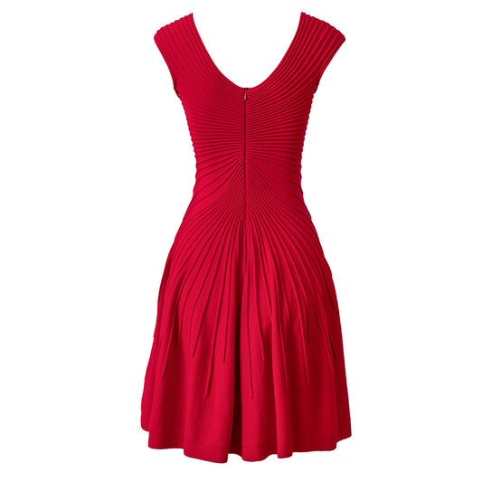 Women's Elegant Waist Slimming Red Sexy Knitted Dress Dresses
