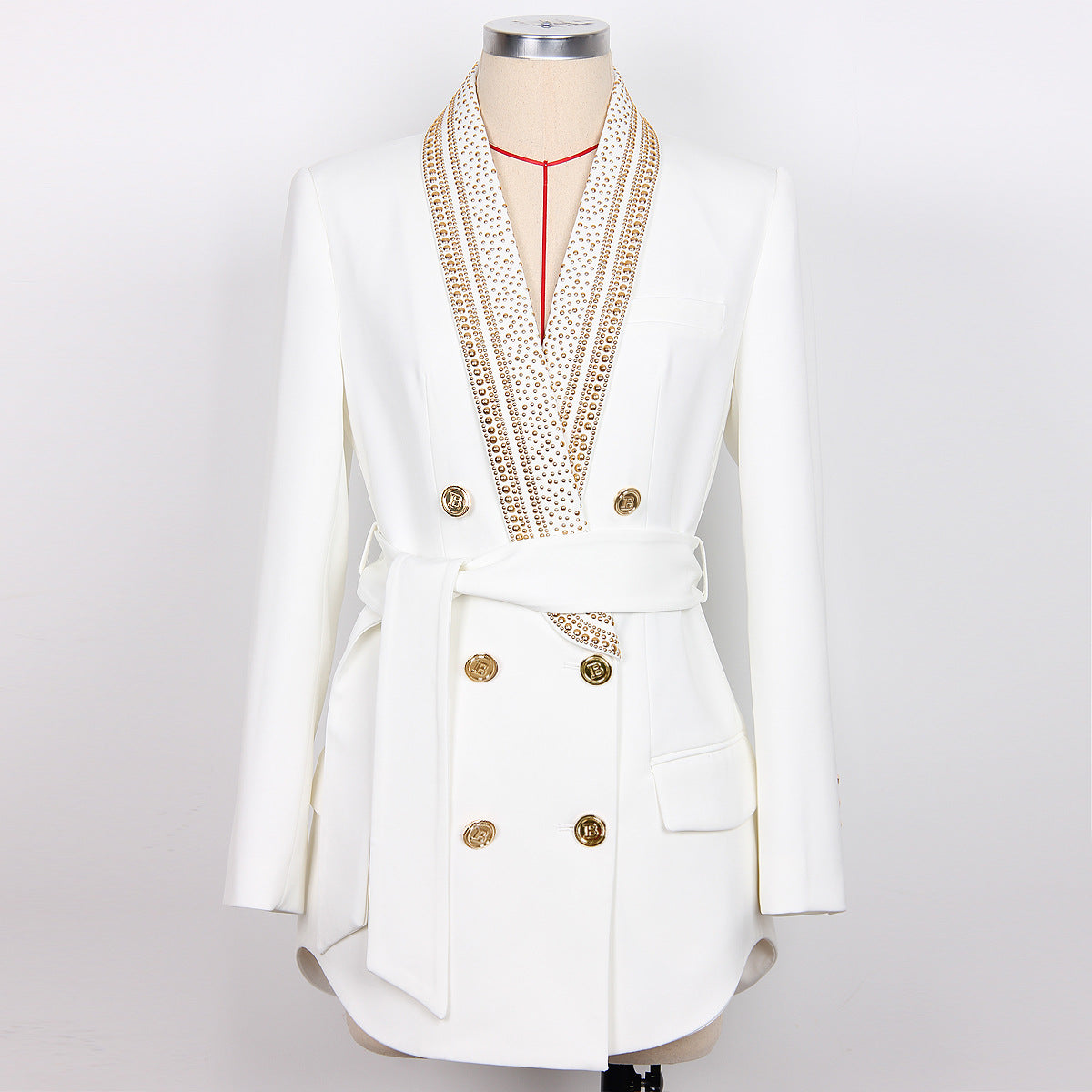 Women's Hot Metal Sheet Series Belt Green Collar Blazers