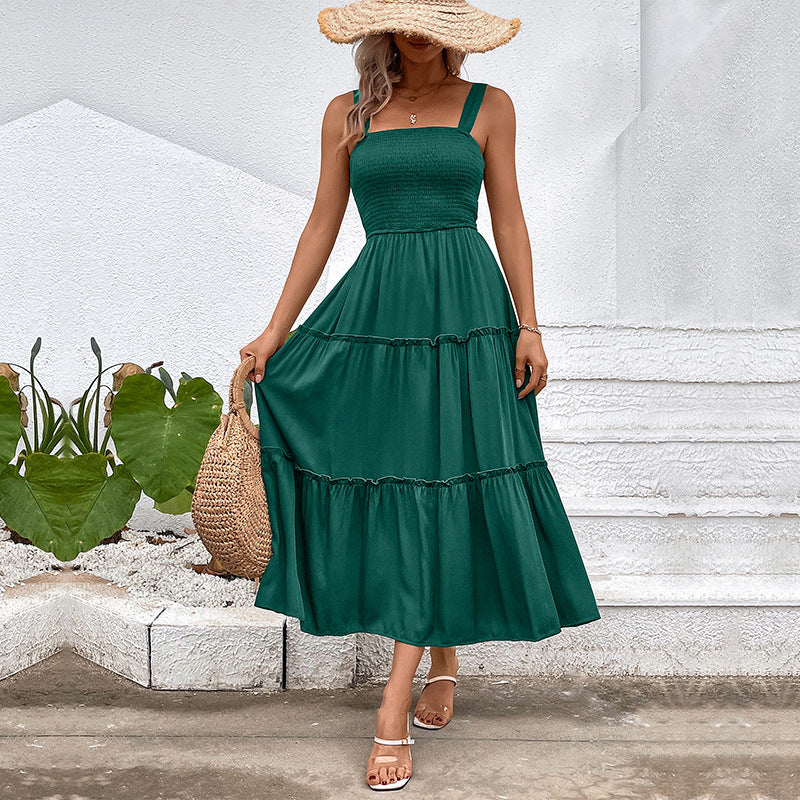 Popular Casual Vacation Versatile Solid Color Dresses