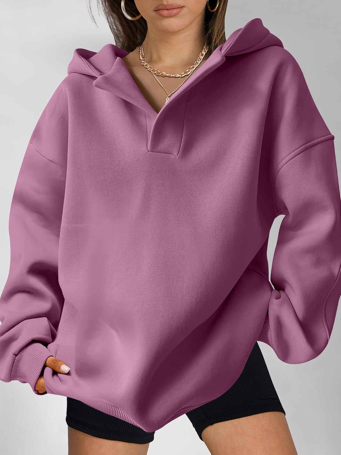 Women's Solid Color Long Sleeve Hooded Loose Women's Sweater, Sweater