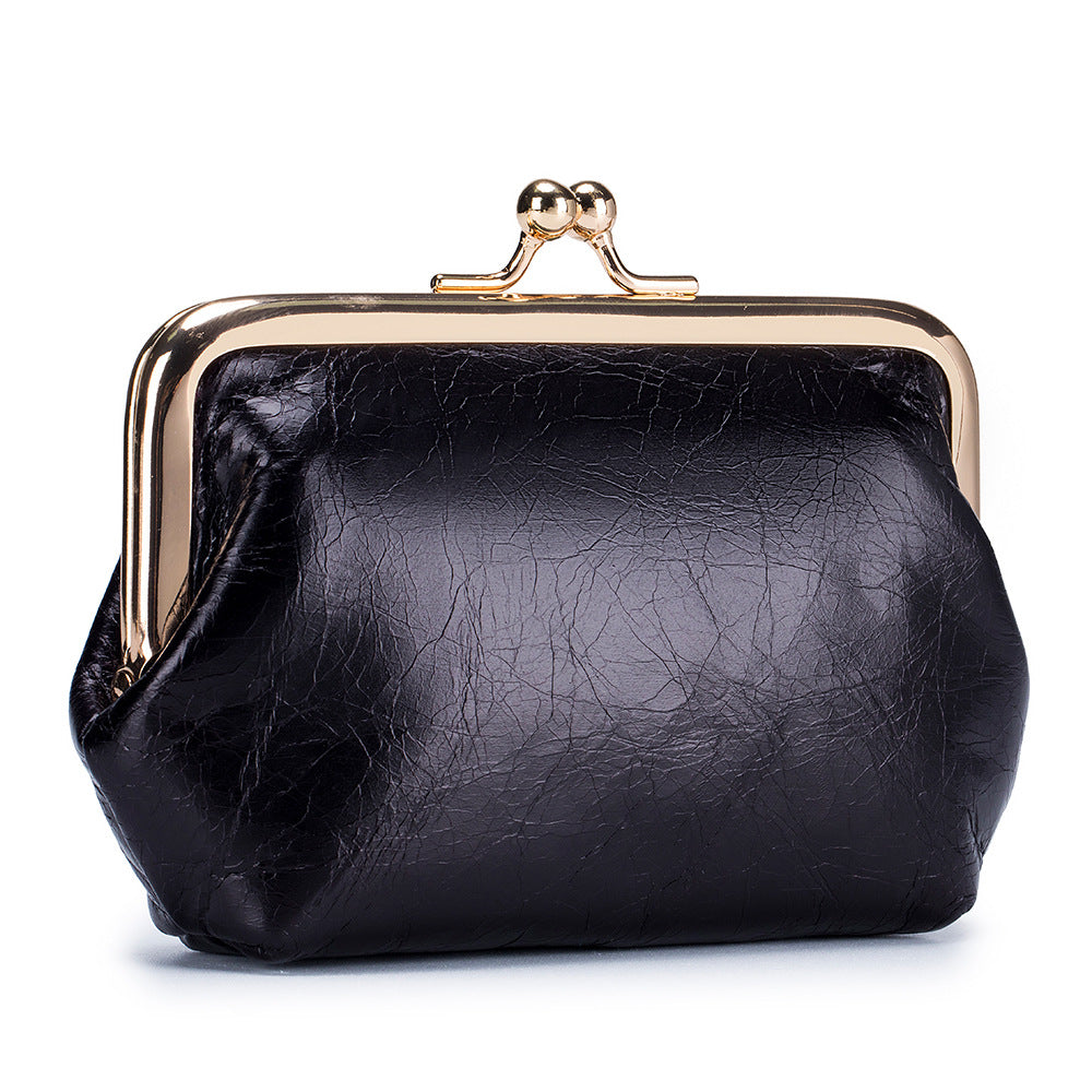 Women's Retro Expanding Leather Mini Clip Oil Card Holder