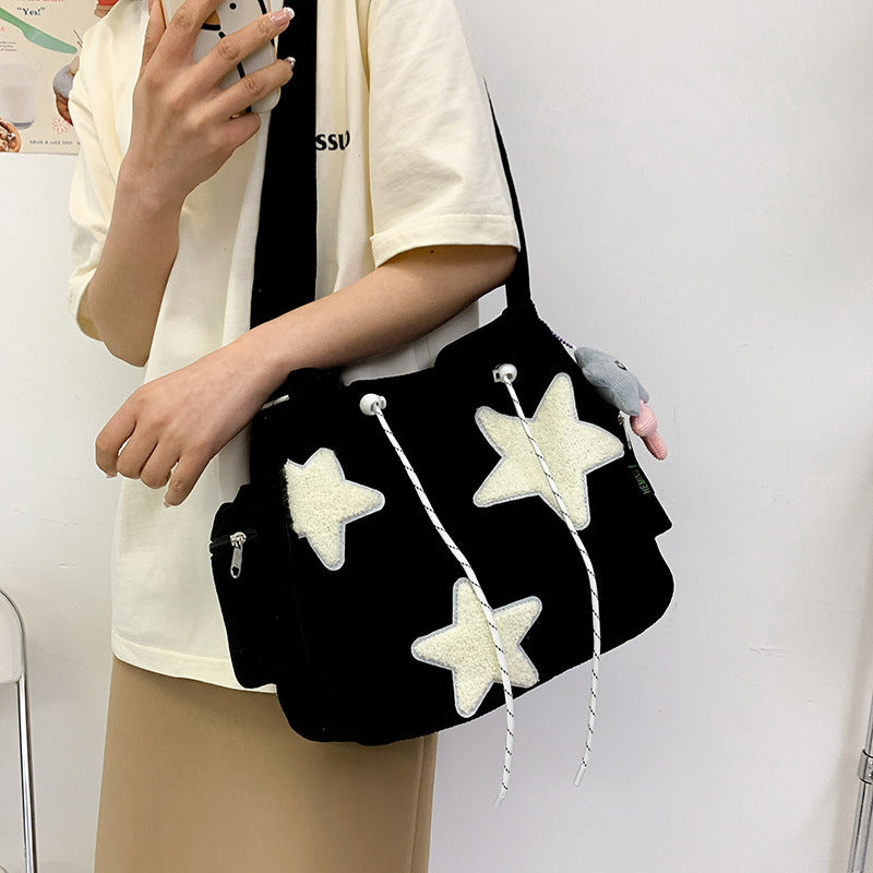 Women's Large Capacity Corduroy Fashion Five-pointed Star Tote Bags