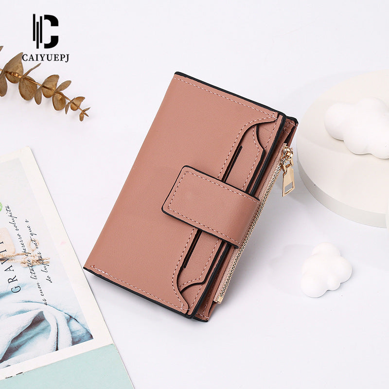 Women's Short Large Capacity Folding Zipper Multiple Ladies Wallets