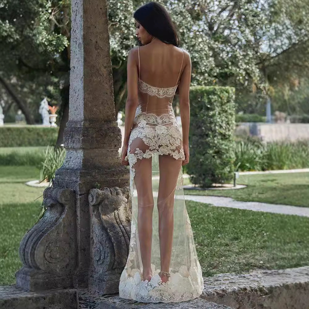 Dress Mesh Embroidered Fairy Goddess Strap Dresses