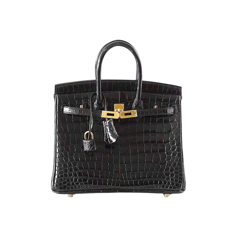 Women's Crocodile Pattern First Layer Cowhide Handbags