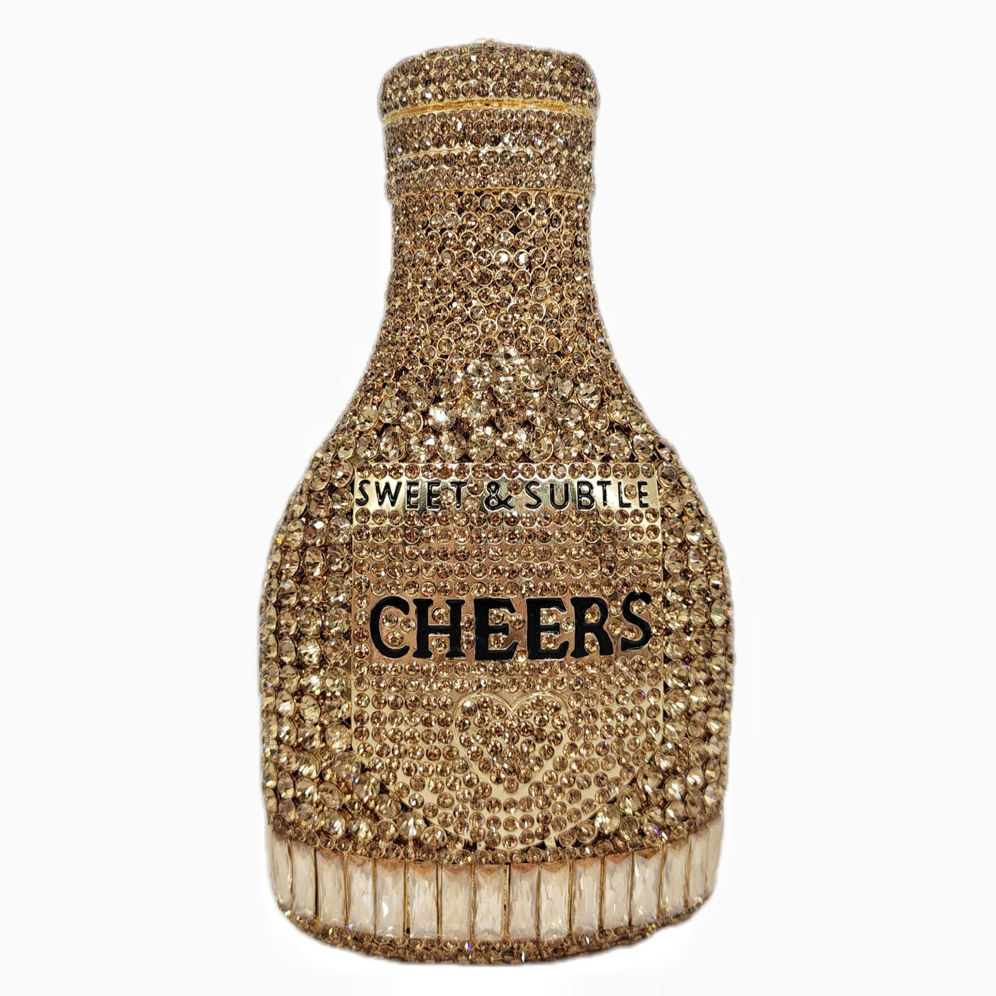 Women's Champagne Bottle Hollow Jeweled Dinner Banquet Evening Bags