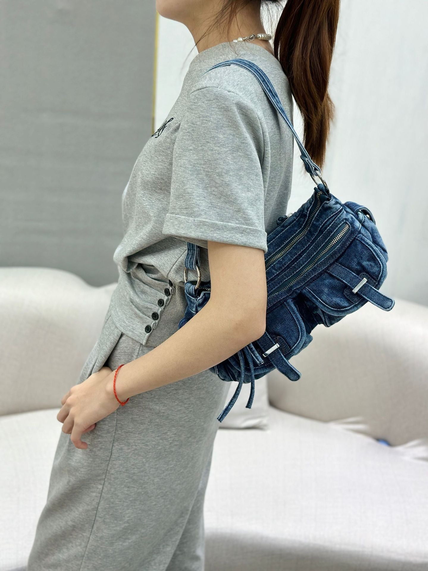 Women's Retro Fashion Underarm Trend Denim Armpit Bags
