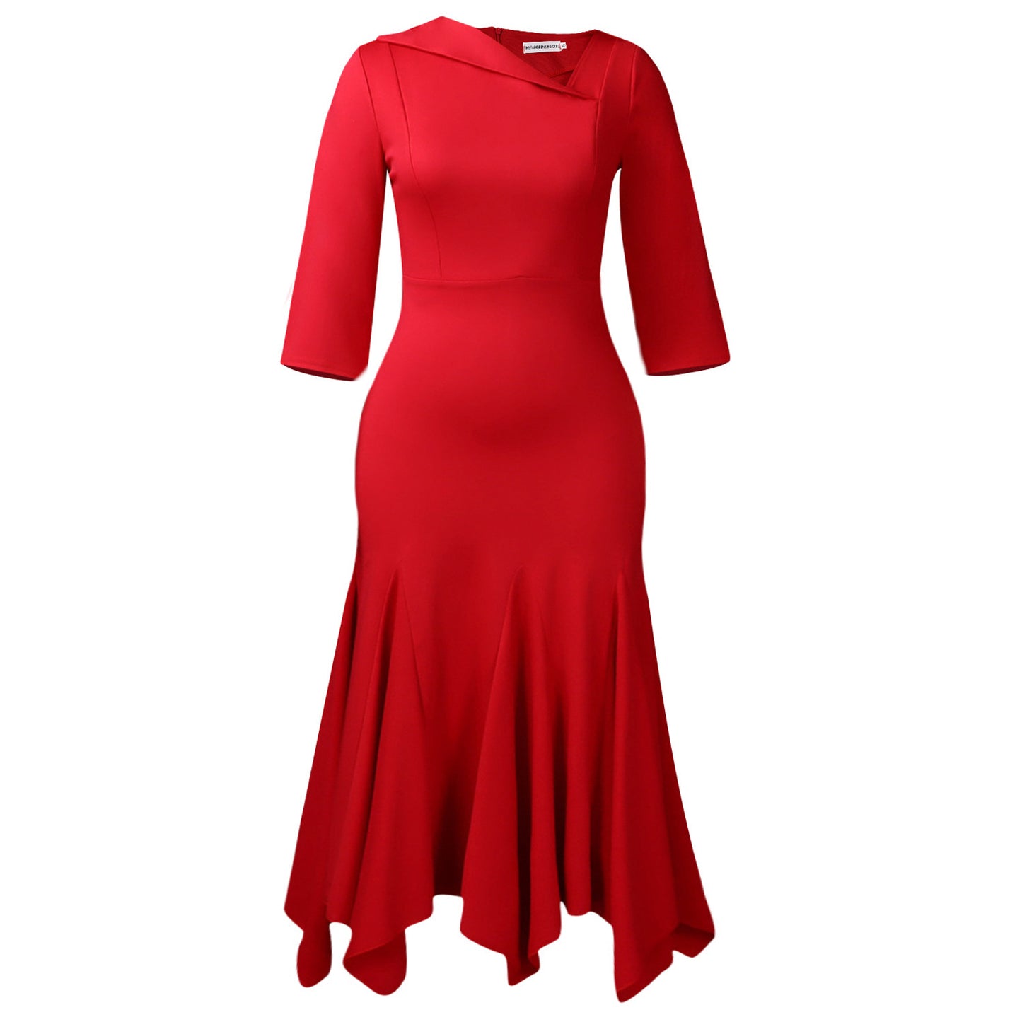 Women's Elegant Diagonal Collar Sleeve High Waist Dresses