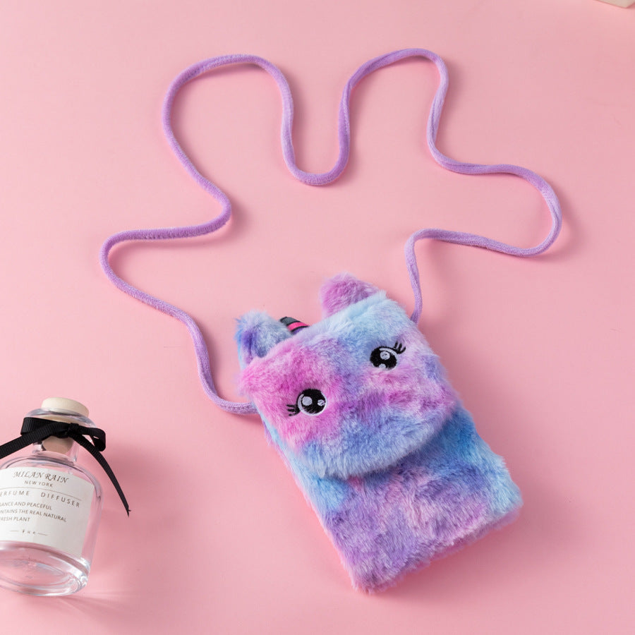 Children's Unicorn Cartoon Plush Little Female Phone Bags