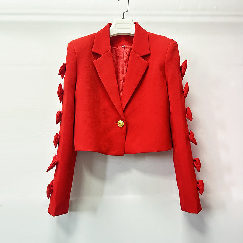 Beautiful Charming Light Luxury Bow Design Blazers