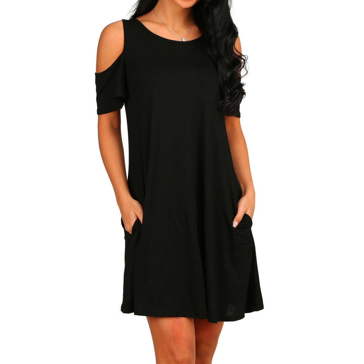 Women's Raglan Sexy Solid Color Wide Hem Mid-length Dress