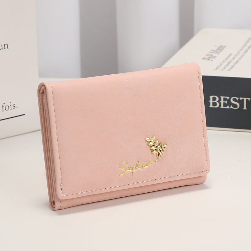 Women's Simple Folding National Style Fresh Flannel Ladies Wallets