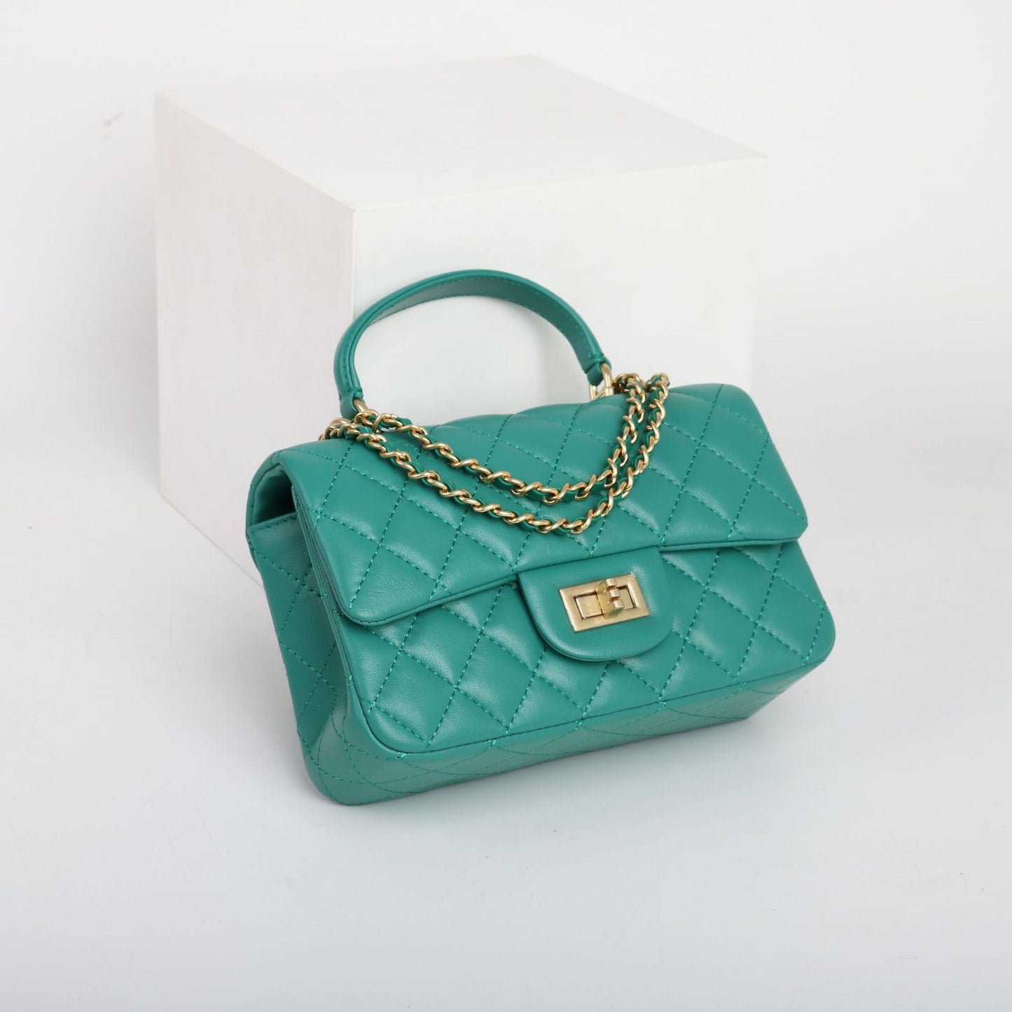 Women's Portable Diamond Pattern Trendy Genuine Leather Sheepskin Bags