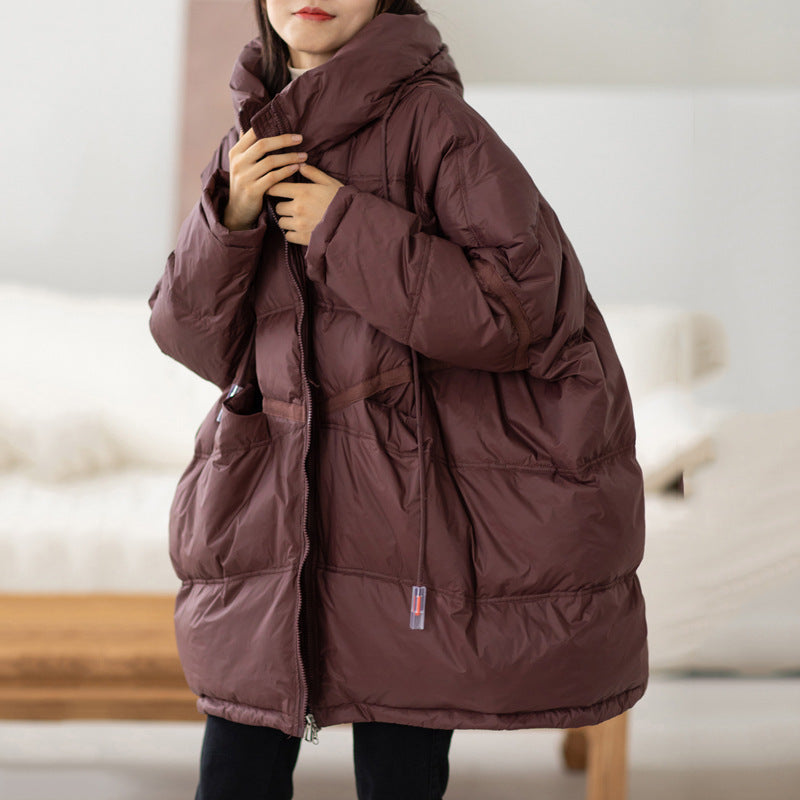 Women's Loose Large White Duck Down Profile Jackets