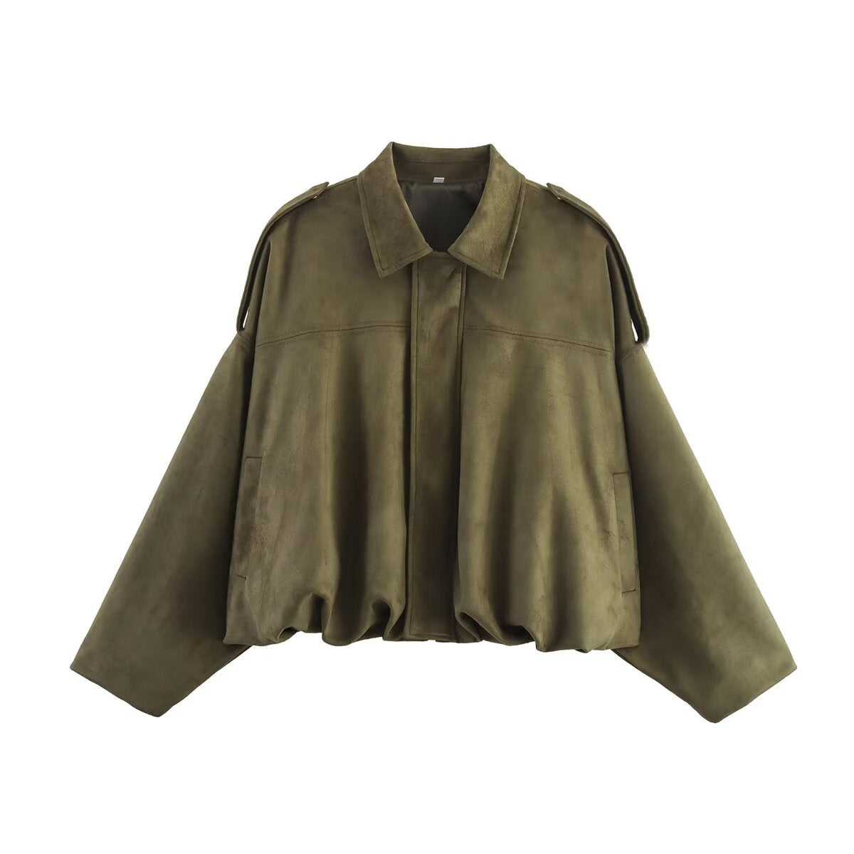 Women's Autumn Suede Textured With Pockets Baseball Jackets