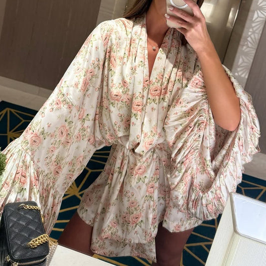 Women's Casual Dress Puff Sleeve High-grade Satin Skirts