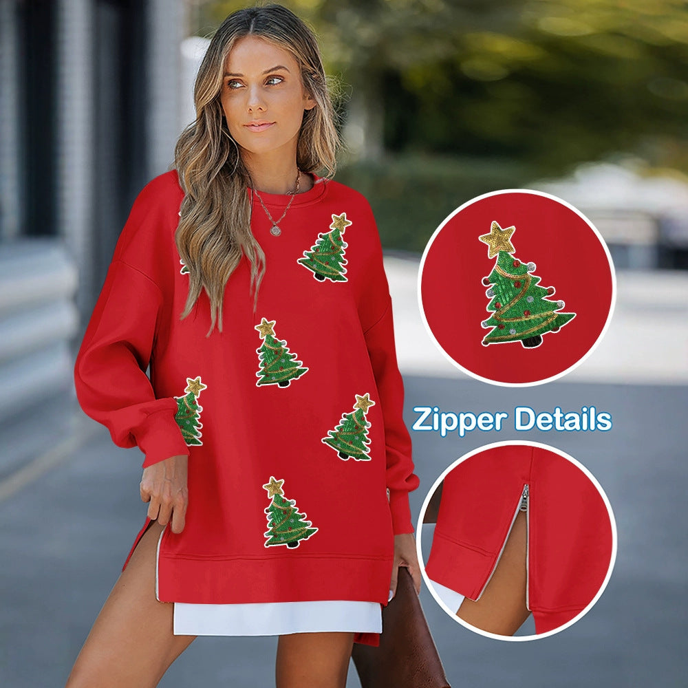 Women's Fashion Christmas Applique Round Neck Dress Jumpsuits